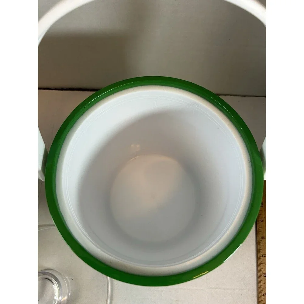 Vintage Shelton Ware Ice Bucket Set Green 4 Sailboat Plastic Tumblers Nautical